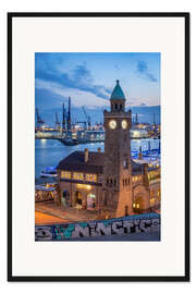 Gerahmter Kunstdruck Pegelturm Sankt Pauli Landungsbrücken