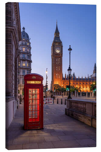 Leinwandbild Big Ben und Rote Telefonzelle, London, Vereinigtes Königreich