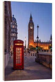 Holzbild Big Ben und Rote Telefonzelle, London, Vereinigtes Königreich