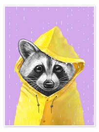 Poster  Waschbär im Regen - Nikita Korenkov