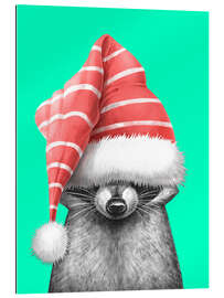 Gallery print Raccoon in a Christmas Hat