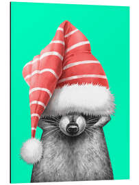 Magnettafel Waschbär mit Weihnachtsmütze