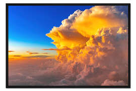 Gerahmter Kunstdruck Große Gewitterwolke bei Sonnenuntergang