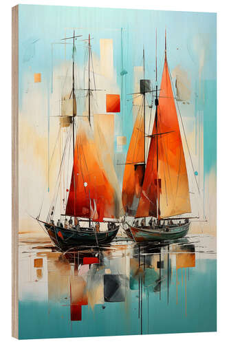 Wood print Sailing Romance