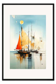 Gerahmter Kunstdruck Ankern am Abend