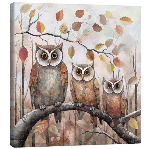 Canvas print Owls In The Autumn Forest