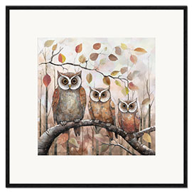 Framed art print Owls In The Autumn Forest