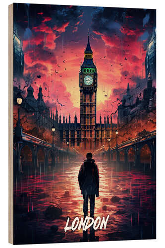 Holzbild London Fantasy Reiseplakat I