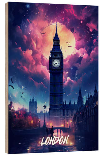 Quadro de madeira London Fantasy Travel Art II