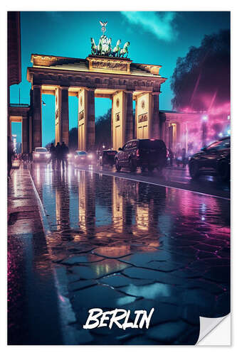 Självhäftande poster berlin Fantasy Travel Art