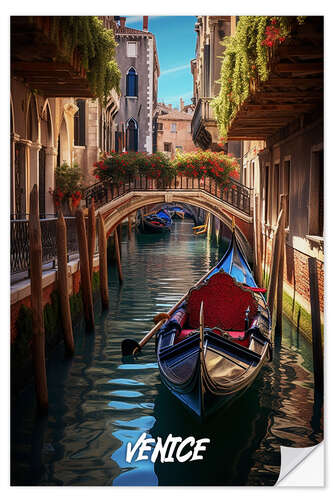 Selvklebende plakat Venice Fantasy Travel Art