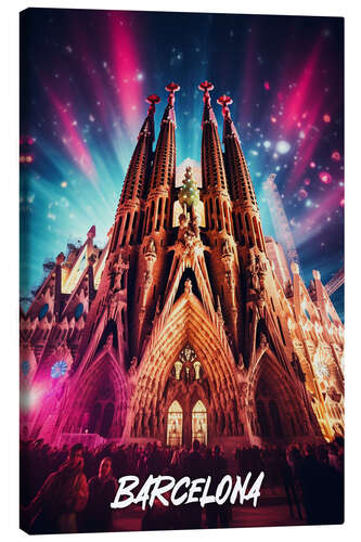 Leinwandbild Barcelona Fantasy Reiseplakat