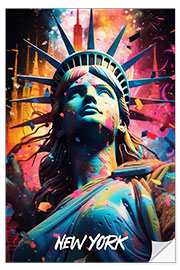 Selvklebende plakat New York Fantasy Travel Art I