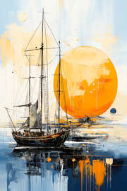 Magnettafel Segeln, Abendstimmung