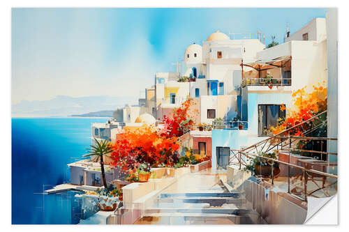 Selvklæbende plakat Santorini, Incomparable Beauty