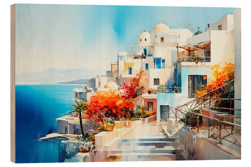 Holzbild Santorini, unvergleichliche Schönheit