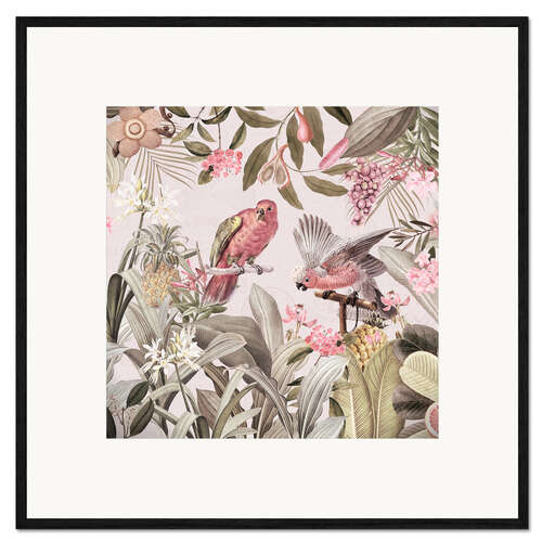 Impressão artística com moldura Tropical Parrots Jungle