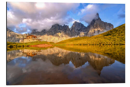 Aluminium print Sunset in the Dolomites at Passo Rolle