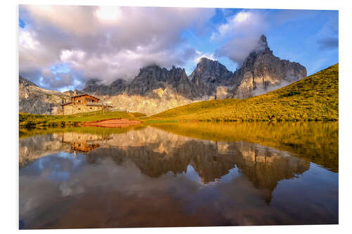 Tableau en PVC Sunset in the Dolomites at Passo Rolle