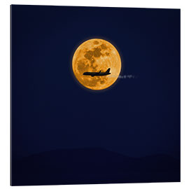 Gallery print Airplane and Full Moon