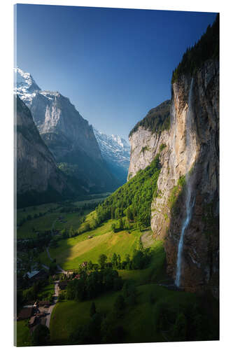 Akrylglastavla Lauterbrunnen, Staubbach Fall, Switzerland