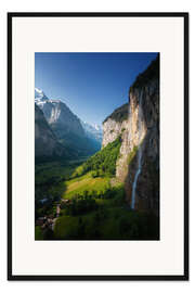 Gerahmter Kunstdruck Lauterbrunnen, Staubbachfall, Schweiz