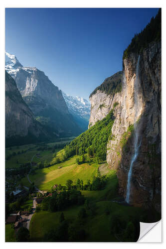 Selvklebende plakat Lauterbrunnen, Staubbach Fall, Switzerland