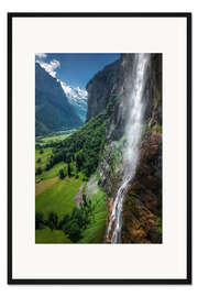 Gerahmter Kunstdruck Staubbachfall, Lauterbrunnen, Schweiz