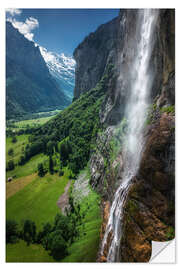 Selvklebende plakat Staubbach Fall, Lauterbrunnen, Switzerland