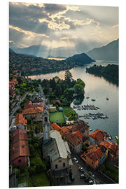 Foam board print Lake Como With Sun Rays at Sunrise