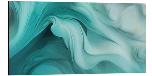 Tableau en aluminium Abstract Turquoise Flow