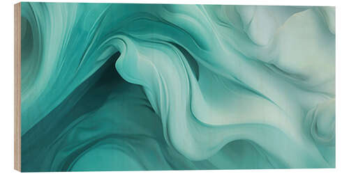 Trätavla Abstract Turquoise Flow