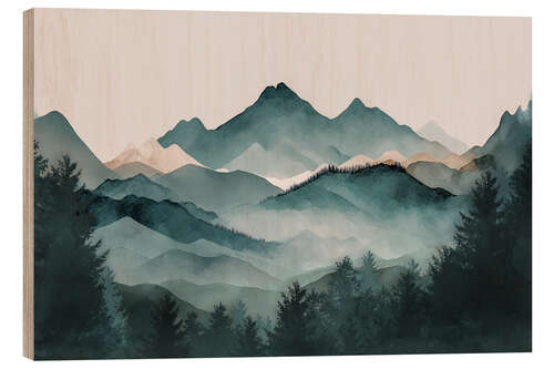 Holzbild Misty Mountains