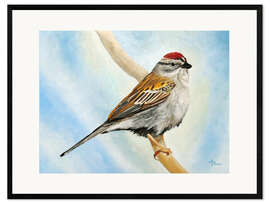 Innrammet kunsttrykk Chirping Sparrow