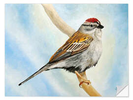 Selvklebende plakat Chirping Sparrow