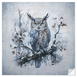 Sticker mural Owl in the Winter Forest I