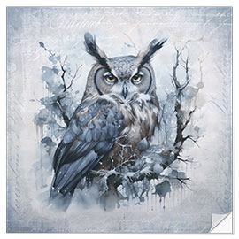 Sticker mural Owl in the Winter Forest II