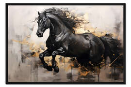 Gerahmter Kunstdruck Schwarzer Haflinger