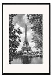 Gerahmter Kunstdruck Eiffelturm am Ufer der Seine