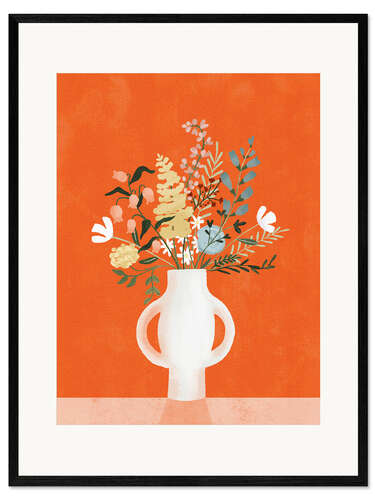 Innrammet kunsttrykk Flowers in a Vase, Orange