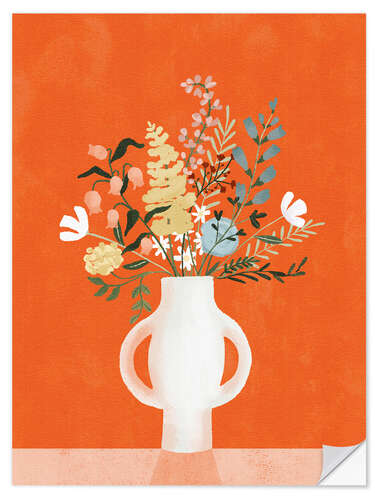 Wall sticker Flowers in a Vase, Orange