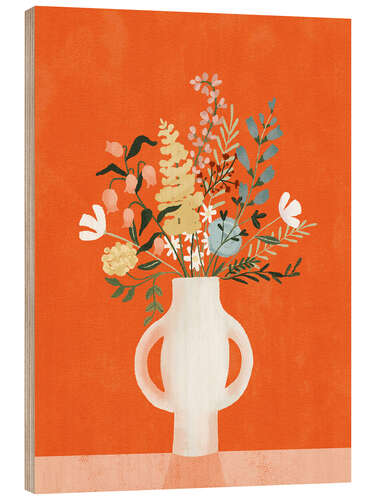 Quadro de madeira Flowers in a Vase, Orange