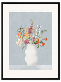 Gerahmter Kunstdruck Blumen in Vase, Blau
