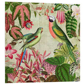 Foam board print Jungle of Parrots