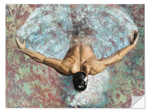 Selvklebende plakat Butterfly Swimmer