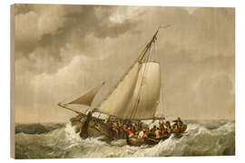 Wood print Rescue on Stormy Sea, 1820