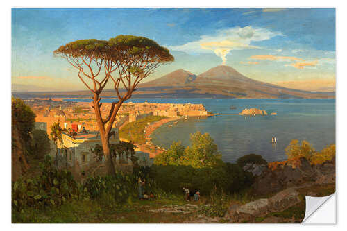 Selvklebende plakat View of the Bay of Naples and Mount Vesuvius