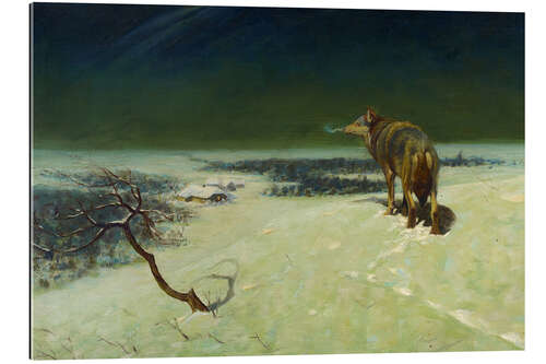 Gallery Print Einsamer Wolf in der Winterlandschaft