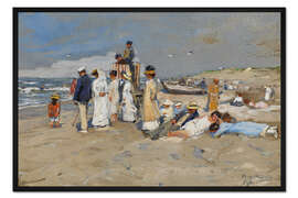 Gerahmter Kunstdruck Strandszene auf Sylt, Hugo Mühlig