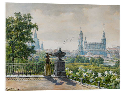 Hartschaumbild Ansicht von Dresden, Margarethe Heckel, 1889